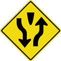 divided highway ahead sign