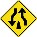 divided highway ends sign