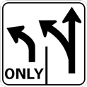 left lane left turn only sign
