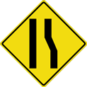 reduction of lanes sign