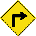 sharp right turn sign