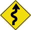 winding road sign